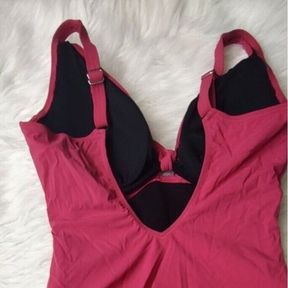 Profile By Gottex One Piece Swimsuit 10 Swimdress Pink Dandy Retro pinup - Picture 9 of 11